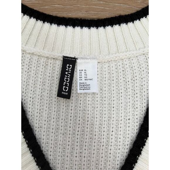 H&M Divided Women's Grandpa Sweater Vest Cream Black Size XL - Picture 5 of 6